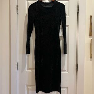 Good American | 2 / S | Velvet Midi Dress w/ Slit | New with Tags